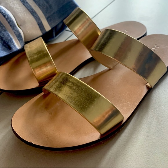 J. Crew Gold Slide Sandals, Size 8 - Picture 2 of 4